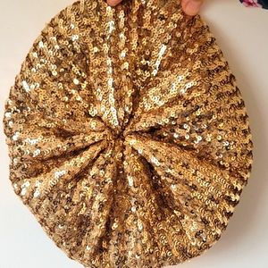 Gold sequin beret